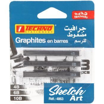 GRAPHITES EN BARRES CARTE 3 PCS_ 4B_6B_10B "TECHNO" REF: 4863