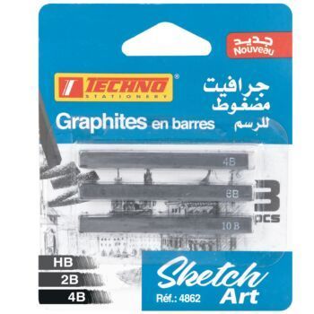 GRAPHITES EN BARRES CARTE 3 PCS_ HB_2B_4B "TECHNO" REF: 4862