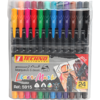 MARQUEUR A DESSIN LINER MARKER POCHETTE DE 24 COULEURS "TECHNO" REF: 5915