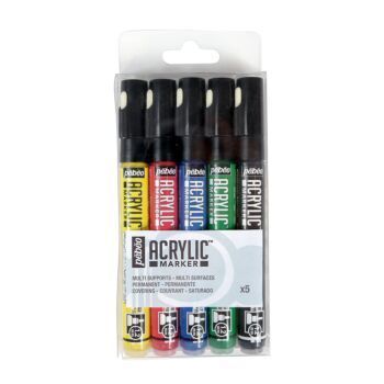 MARQUEUR ACRYLIC SET 5 COULEURS 1.2mm "PEBEO" REF: 201211