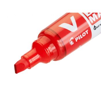 MARQUEUR TABLEAU BLANC RECHARGEABLE V-BOARD TÊTE BISEAUTEE ROUGE "PILOT" REF: WBMA-VBM-MC-R-BG