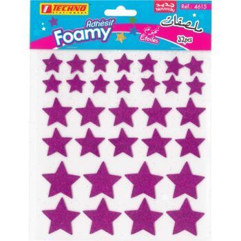 MOUSSE ADHESIVE ETOILES MAUVE "TECHNO" REF: 4615