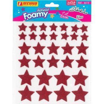 MOUSSE ADHESIVE ETOILES ROUGE "TECHNO" REF: 4615