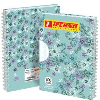 NOTE BOOK RELIURE INTEGRALE 300P A4 5x5 mm 70g "TECHNO" REF: 9553