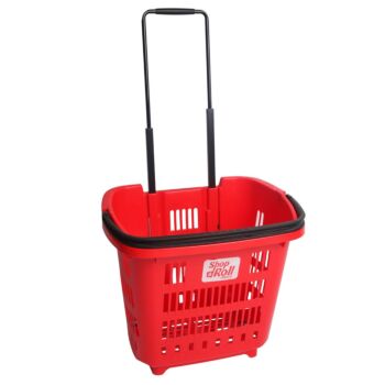 PANIER A ROULETTES 34L ROUGE ARAVEN REF: 02125