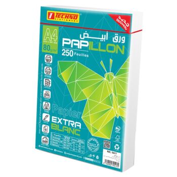 PAPIER A4 EXTRA BLANC 80g 250F PAPILLON "TECHNO" REF: 9417