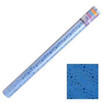 PAPIER ADHESIF PAILLETE COEURS EN ROULEAU 45 x 200 cm BLEU "TECHNO" REF: 4978