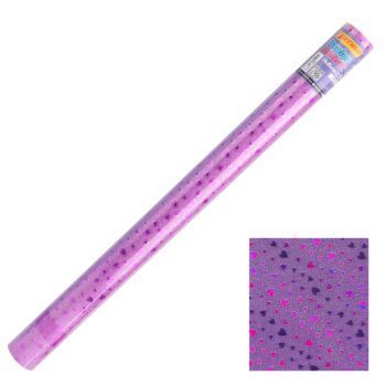 PAPIER ADHESIF PAILLETE COEURS EN ROULEAU 45 x 200 cm VIOLET "TECHNO" REF: 4978
