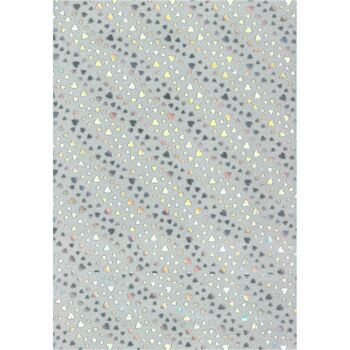 PAPIER ADHESIF PAILLETE COEURS EN ROULEAU 70cmx2M ARGENTE "TECHNO" REF: 5287