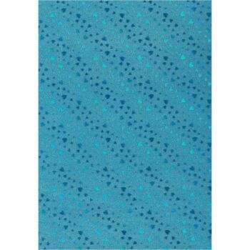 PAPIER ADHESIF PAILLETE COEURS EN ROULEAU 70cmx2M BLEU TURQUOISE "TECHNO" REF: 5287
