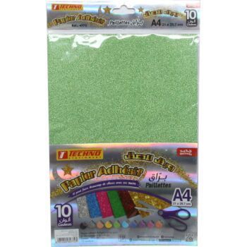 PAPIER ADHESIF PAQUET DE 10 COULEURS "TECHNO" REF: 4772