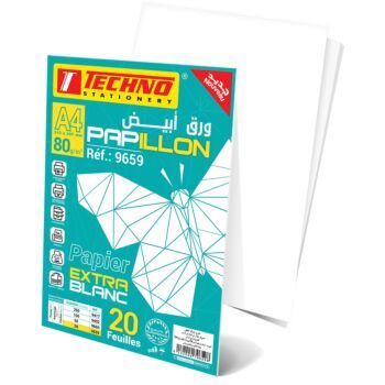 PAPIER EXTRA BLANC A4 80g 20F PAPILLON "TECHNO" REF: 9659