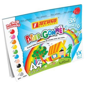 PAPIER GOMME BRILLANT AUTOCOLLANT DE 10 FEUILLES A4 BLEU "TECHNO" REF: 9347
