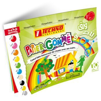 PAPIER GOMME BRILLANT AUTOCOLLANT DE 10 FEUILLES A5 VERT "TECHNO" REF: 9135