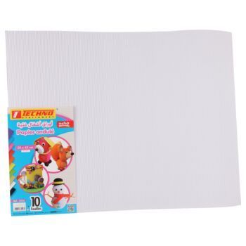 PAPIER ONDULE 50x65CM 160G PAQUET 10 FEUILLES NATUREL "TECHNO" REF: 5533