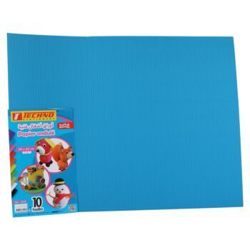 PAPIER ONDULE 50x65CM 160G PAQUET 10 FEUILLES BLEU CLAIRE "TECHNO" REF: 5528