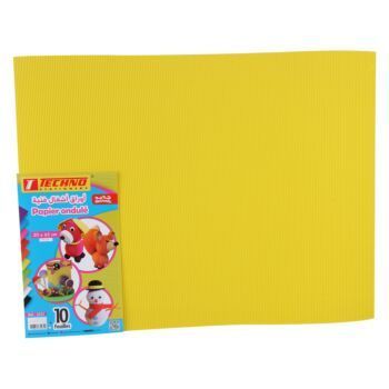 PAPIER ONDULE 50x65CM 160G PAQUET 10 FEUILLES JAUNE "TECHNO" REF: 5531
