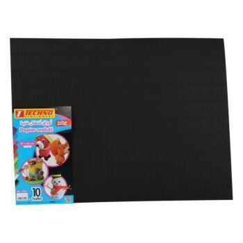 PAPIER ONDULE 50x65CM 160G PAQUET 10 FEUILLES NOIR "TECHNO" REF: 5525