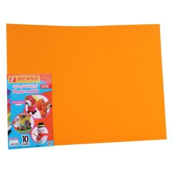 PAPIER ONDULE 50x65CM 160G PAQUET 10 FEUILLES ORANGE "TECHNO" REF: 5524