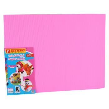 PAPIER ONDULE 50x65CM 160G PAQUET 10 FEUILLES ROSE "TECHNO" REF: 5530