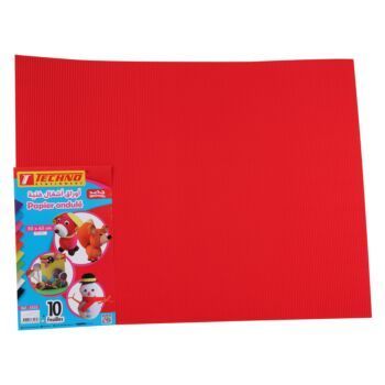 PAPIER ONDULE 50x65CM 160G PAQUET 10 FEUILLES ROUGE "TECHNO" REF: 5532