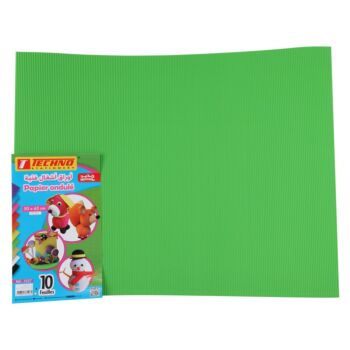 PAPIER ONDULE FEUILLE DE 50x65CM 160G VERT "TECHNO" REF: 5527