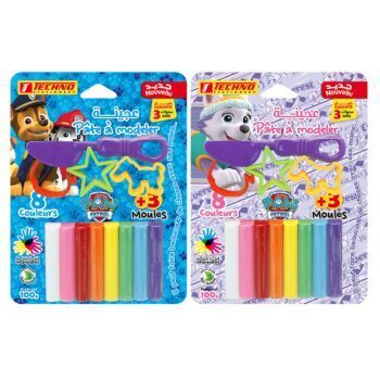 PATE A MODELER 08 COULEURS AVEC 03 MOULES SOUS BLISTER PAW PATROL GARÇON "TECHNO" REF: 4392