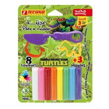 PATE A MODELER 08 COULEURS AVEC 03 MOULES SOUS BLISTER TURTULES NINJA "TECHNO" REF: 4392