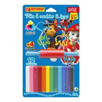 PATE A MODELER 12 COULEURS AVEC 04 MOULES ET 01 ROULEAU SOUS BLISTER PAW PATROL GARÇON "TECHNO" REF: 4395