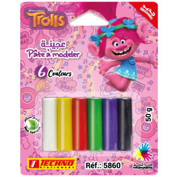 PATE A MODELER DE 06 COULEURS LICENCE TROLLS "TECHNO" REF: 5860