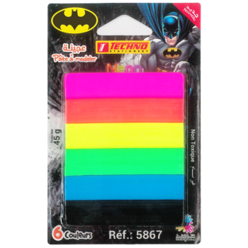 PATE A MODELER DE 6 COULEURS FLUORESCENTES LICENCE BATMAN "TECHNO" REF: 5867
