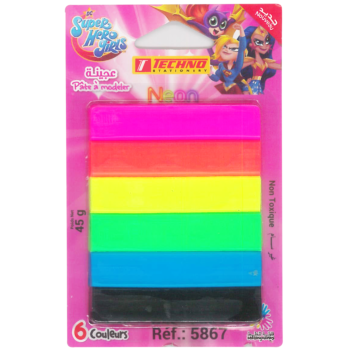 PATE A MODELER DE 6 COULEURS FLUORESCENTES LICENCE SUPER HERO GIRLS "TECHNO" REF: 5867