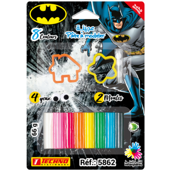 PATE A MODELER DE 8 COULEURS AVEC 2 MOULES LICENCE BATMAN "TECHNO" REF: 5862