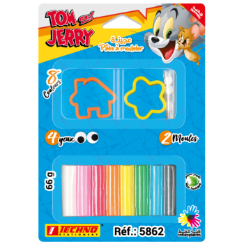 PATE A MODELER DE 8 COULEURS AVEC 2 MOULES LICENCE TOM AND JERRY "TECHNO" REF: 5862