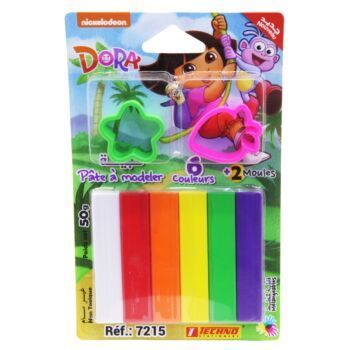 PATE A MODELER 06 COULEURS AVEC 2 MOULES SOUS BLISTER DORA "TECHNO" REF: 7215