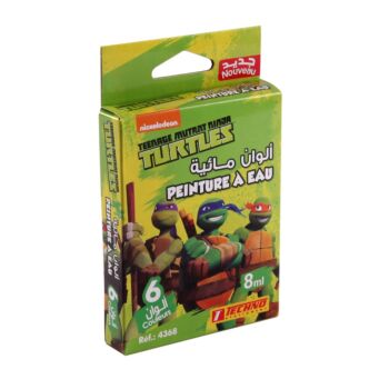 PEINTURE A EAU DE 06 COULEURS MOTIF TURTULES NINJA VERT "TECHNO" REF: 4368