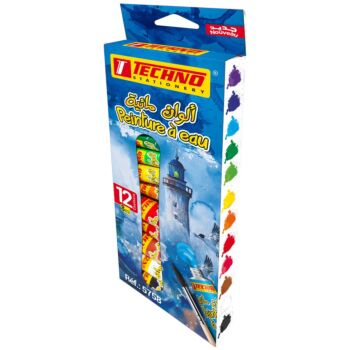 PEINTURE A EAU DE 12 COULEURS "TECHNO" REF: 5758_01