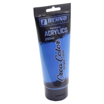 PEINTURE ACRYLIQUE 200 ML CYAN CREA COLOR &quot;TECHNO&quot; REF: 7352