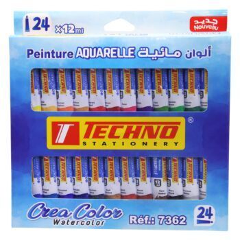 PEINTURE AQUARELLE 24x12 ML CREA COLOR "TECHNO" REF: 7362