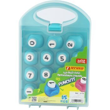PERFORATEUR CREATIF PUNCH'IT NUMEROS JEUX 15 PIECES "TECHNO" REF: 5116
