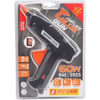 PISTOLET DE COLLE 60 W AVEC SWITCH ON/OFF "TECHNO" REF: 5925