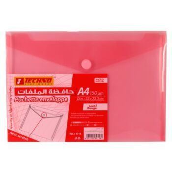 POCHETTE ENVELOPPE A4 150 MICRONE ROUGE "TECHNO" REF: 4718