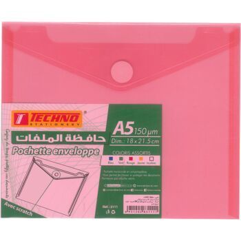 POCHETTE ENVELOPPE A5 150 MICRONE ROUGE "TECHNO" REF: 3111