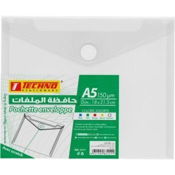 POCHETTE ENVELOPPE A5 150 MICRONE TRANSPARENTE "TECHNO" REF: 3111