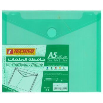 POCHETTE ENVELOPPE A5 150 MICRONE VERTE "TECHNO" REF: 3111