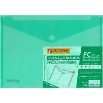POCHETTE ENVELOPPE FC 150 MICRONE VERT "TECHNO" REF: 3113