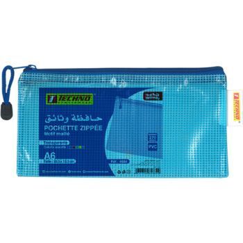 POCHETTE ZIPPEE MOTIF MAILLE A6 BLEU "TECHNO" REF: 4684