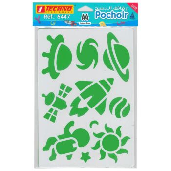 POCHOIR EN PVC A4 DIVERS "TECHNO" REF: 6447