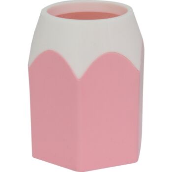 pot-a-crayons-hexagonal-rose-pastel-techno-ref-9928