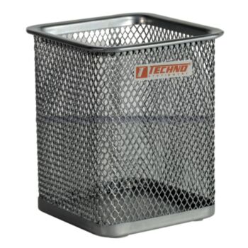 POT A CRAYONS METALLIQUE GRILLEE CARRE "TECHNO" REF: 0806